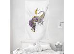 Abakuhaus Arazzo E Copriletto Con Draghi, East Beast In Morbido Tessuto Microfibra Lavabile Senza Scolorimento Stampa Digitale, 140 X 230 Cm, Grigio Viola