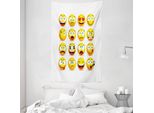 Abakuhaus Emoji Arazzo E Copriletto, Smiling Faces Composizione In Morbido Tessuto Microfibra Lavabile Senza Scolorimento Stampa Digitale, 140 X 230 Cm, Multicolore