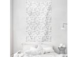 Abakuhaus Arazzo E Copriletto Con Motivo Funghi, Arte Monocromatica Scarabocchiata In Morbido Tessuto Microfibra Lavabile Senza Scolorimento Stampa Digitale, 140 X 230 Cm, Bianco Nero