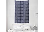 Abakuhaus Arazzo E Copriletto Blu Navy, Motivi Orientali In Microfibra Morbida Lavabile Senza Scolorimento Stampa Digitale, 140 X 230 Cm, Blu Navy Bianco
