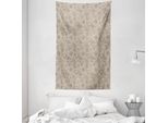 Abakuhaus Arazzo E Copriletto Beige, Composizione Circolare Pizzo In Morbido Tessuto Microfibra Lavabile Senza Scolorimento Stampa Digitale, 140 X 230 Cm, Marrone Chiaro