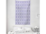 Abakuhaus Arazzo E Copriletto Azulejo, Piastrella Portoghese In Morbido Tessuto Microfibra Lavabile Senza Scolorimento, Stampa Digitale, 140 X 230 Cm, Viola Blu Blu Grigio