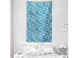 Abakuhaus Arazzo E Copriletto Per Bambini, Motivo Luna E Nuvole In Morbido Tessuto Microfibra Lavabile Senza Scolorimento, Stampa Digitale, 140 X 230 Cm, Blu Giallo