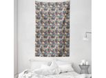 Abakuhaus Arazzo E Copriletto Marocchino, Tunisino In Morbido Tessuto Microfibra Lavabile Senza Scolorimento Stampa Digitale, 140 X 230 Cm, Arancione Scuro Blu-Grigio