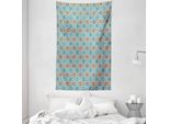 Abakuhaus Arazzo E Copriletto Marocchino, Motivo Ornamentale In Morbido Tessuto Microfibra Lavabile Senza Scolorimento Stampa Digitale, 140 X 230 Cm, Blu Scuro Arancione