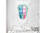 Abakuhaus Arazzo E Copriletto Otter, Animale Semiacquatico In Morbido Tessuto Microfibra Lavabile Senza Scolorimento Stampa Digitale, 140 X 230 Cm, Verde Menta Blu Rosa
