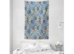 Abakuhaus Arazzo E Copriletto Marocchino, Tradizionale Portoghese In Morbido Tessuto Microfibra Lavabile Senza Scolorimento, Stampa Digitale, 140 X 230 Cm, Marrone Chiaro, Bianco E Blu