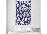 Abakuhaus Arazzo E Copriletto Blu Navy E Bianco, Poppy Corsage In Morbido Tessuto Microfibra Lavabile Senza Scolorimento Stampa Digitale, 140 X 230 Cm, Blu Navy Bianco
