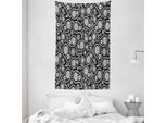 Abakuhaus Arazzo E Copriletto Bianco E Nero, Stile Paisley, In Morbido Tessuto Microfibra, Lavabile Senza Scolorimento, Stampa Digitale, 140 X 230 Cm, Bianco E Nero