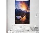 Abakuhaus Tappeto Da Parete E Copriletto, Mountain Lake Koruldi In Morbido Tessuto Microfibra Lavabile Senza Scolorimento Stampa Digitale, 140 X 230 Cm, Arancione Chiaro Marrone Scuro
