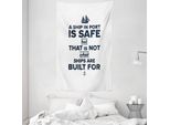 Abakuhaus Arazzo E Copriletto Motivazionale, Ispirazione Marina In Morbido Tessuto Microfibra Lavabile Senza Scolorimento Stampa Digitale, 140 X 230 Cm, Blu Navy Bianco