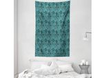 Abakuhaus Arazzo Etnico E Copriletto, Motivi Paisley Fiori In Morbido Tessuto Microfibra Lavabile Senza Scolorimento Stampa Digitale, 140 X 230 Cm, Verde Scuro