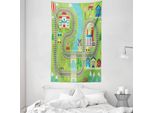 Abakuhaus Nursery Attività Arazzo E Copriletto, Città Rurale In Morbido Tessuto Microfibra Lavabile Senza Scolorimento Stampa Digitale, 140 X 230 Cm, Multicolore
