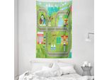 Abakuhaus Nursery Attività Arazzo E Copriletto, Binari In Morbido Tessuto Microfibra Lavabile Senza Scolorimento Stampa Digitale, 140 X 230 Cm, Multicolore