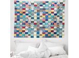 Abakuhaus Arazzo Marocchino, Elaborato Motivo Patchwork In Morbido Tessuto Microfibra Lavabile Senza Scolorimento, Stampa Digitale, 150 X 110 Cm, Multicolore