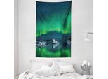 Abakuhaus Alaska Arazzo E Copriletto, Snowy Hills Dell'artico In Morbido Tessuto Microfibra Lavabile Senza Scolorimento Stampa Digitale, 140 X 230 Cm, Verde Lime Blu Notte