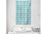 Abakuhaus Arazzo E Copriletto Blu E Verde, Flora Natura Fiore In Morbido Tessuto Microfibra Lavabile Senza Scolorimento Stampa Digitale, 140 X 230 Cm, Verde Bianco Blu