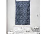 Abakuhaus Arazzo E Copriletto Paisley, Stile Vintage Boho Grunge In Morbido Tessuto Microfibra Lavabile Senza Scolorimento, Stampa Digitale, 140 X 230 Cm, Blu Scuro E Bianco