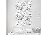 Abakuhaus Arazzo Geometrico E Copriletto, Triangoli Monocromatici In Morbido Tessuto Microfibra Lavabile Senza Scolorimento Stampa Digitale, 140 X 230 Cm, Bianco Nero