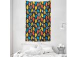 Abakuhaus Arazzo Colorato E Copriletto, Foglie Doodle In Morbido Tessuto Microfibra Lavabile Senza Scolorimento, Stampa Digitale, 140 X 230 Cm, Multicolore