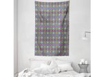 Abakuhaus Tappeto E Copriletto Colorato, Checkered Floral Retro In Morbido Tessuto Microfibra Lavabile Senza Scolorimento, Stampa Digitale, 140 X 230 Cm, Multicolore
