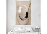 Abakuhaus Yin E Yang Arazzo E Copriletto, Ritratti Umani In Morbido Tessuto Microfibra Lavabile Senza Scolorimento Stampa Digitale, 140 X 230 Cm, Bianco E Nero E Marrone Chiaro