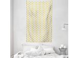 Abakuhaus Arazzo E Copriletto Con Motivo Caricaturale Di Frutta, In Morbido Tessuto Microfibra Lavabile Senza Scolorimento, Stampa Digitale, 140 X 230 Cm, Giallo Pallido, Bianco