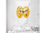 Abakuhaus Emoji Arazzo E Copriletto, Coppia Di Emoticon Innamorati In Morbido Tessuto Microfibra Lavabile Senza Scolorimento Stampa Digitale, 140 X 230 Cm, Multicolore
