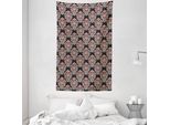 Abakuhaus Arazzo E Copriletto In Damasco, Motivo Classico Veneziano In Morbido Tessuto Microfibra Lavabile Senza Scolorimento Stampa Digitale, 140 X 230 Cm, Nero Crema Rosso