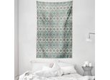 Abakuhaus Arazzo E Copriletto Grigio E Blu, Cerchi Retrò In Morbido Tessuto Microfibra Lavabile Senza Scolorimento, Stampa Digitale, 140 X 230 Cm, Grigio Azzurro Grigio Chiaro