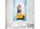Abakuhaus Tappeto Da Viaggio E Copriletto, Vecchia Auto Con Bagagli In Morbido Tessuto Microfibra Lavabile Senza Scolorimento Stampa Digitale, 140 X 230 Cm, Multicolore