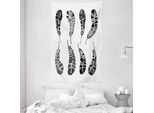 Abakuhaus Arazzo E Copriletto, Motivi Boho Monocromatici In Morbido Tessuto Microfibra Lavabile Senza Scolorimento, Stampa Digitale, 140 X 230 Cm, Bianco E Nero