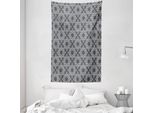 Abakuhaus Arazzo E Copriletto Grigio E Bianco, Star Tile In Morbido Tessuto Microfibra Lavabile Senza Scolorimento Stampa Digitale, 140 X 230 Cm, Grigio Antracite Bianco