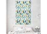 Abakuhaus Arazzo E Copriletto Feder, Composizione Doodle In Morbido Tessuto Microfibra Lavabile Senza Scolorimento, Stampa Digitale, 140 X 230 Cm, Blu Scuro Senape