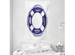 Abakuhaus Arazzo E Copriletto Blu E Bianco, Sketch Life Buoy In Morbido Tessuto Microfibra Lavabile Senza Scolorimento Stampa Digitale, 140 X 230 Cm, Blu Navy Bianco