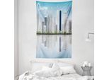 Abakuhaus Chicago Arazzo E Copriletto, Grattacieli Americani In Morbido Tessuto Microfibra Lavabile Senza Scolorimento, Stampa Digitale, 140 X 230 Cm, Azzurro Pallido Grigio Chiaro