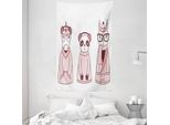 Abakuhaus Arazzo E Copriletto Gekritzel, Animali Invernali Caricaturali In Morbido Tessuto Microfibra Lavabile Senza Scolorimento Stampa Digitale, 140 X 230 Cm, Rosa E Melanzana