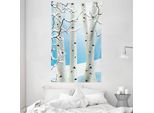 Abakuhaus Arazzo Invernale E Copriletto, Stagionale, Neve, Foresta In Morbido Tessuto Microfibra Lavabile Senza Scolorimento, Stampa Digitale, 140 X 230 Cm, Azzurro Pallido Avorio Nero