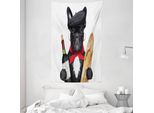 Abakuhaus Arazzo E Copriletto Bulldog, Cane Francese Vino Rosso In Morbido Tessuto Microfibra Lavabile Senza Scolorimento Stampa Digitale, 140 X 230 Cm, Multicolore