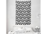 Abakuhaus Arazzo E Copriletto Bulldog, Doodle Cuccioli Divertenti In Morbido Tessuto Microfibra Lavabile Senza Scolorimento Stampa Digitale, 140 X 230 Cm, Bianco E Nero