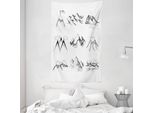 Abakuhaus Arazzo E Copriletto Berg, Motivi A Punta Innevata In Morbido Tessuto Microfibra Lavabile Senza Scolorimento Stampa Digitale, 140 X 230 Cm, Bianco Nero