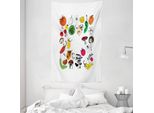 Abakuhaus Arazzo E Copriletto Con Motivo Vegetale, Grafica Doodle Alimentare In Morbido Tessuto Microfibra Lavabile Senza Scolorimento, Stampa Digitale, 140 X 230 Cm, Multicolore