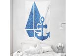Abakuhaus Vintage Blue Arazzo E Copriletto, Barca A Vela In Morbido Tessuto Microfibra Lavabile Senza Scolorimento Stampa Digitale, 140 X 230 Cm, Blu Azzurro Bianco