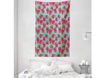 Abakuhaus Tappezzeria E Copriletto Hawaiano, Ibisco Botanico In Morbido Tessuto Microfibra Lavabile Senza Scolorimento Stampa Digitale, 140 X 230 Cm, Magenta Seafoam
