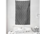 Abakuhaus Arazzo Etnico E Copriletto, Eastern Oriental Paisley In Morbido Tessuto Microfibra Lavabile Senza Scolorimento Stampa Digitale, 140 X 230 Cm, Grigio Antracite Bianco