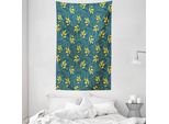 Abakuhaus Arazzo E Copriletto Giallo E Blu, Motivo Foglie Autunnali, Morbido Tessuto In Microfibra, Lavabile Senza Scolorimento, Stampa Digitale, 140 X 230 Cm, Blu Scuro E Giallo