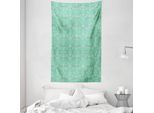 Abakuhaus Arazzo E Copriletto Hamsa, Riccioli E Fiori Scarabocchiati In Morbido Tessuto Microfibra Lavabile Senza Scolorimento Stampa Digitale, 140 X 230 Cm, Verde Mare Crema