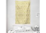 Abakuhaus Arazzo Geometrico E Copriletto, Convesso E Concavo In Morbido Tessuto Microfibra Lavabile Senza Scolorimento Stampa Digitale, 140 X 230 Cm, Giallo Terra E Bianco