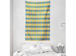 Abakuhaus Arazzo E Copriletto Giallo E Blu, Motivo Argyle In Morbido Tessuto Microfibra Lavabile Senza Scolorimento, Stampa Digitale, 140 X 230 Cm, Blu, Azzurro, Giallo