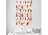 Abakuhaus Arazzo E Copriletto Con Motivo Api, Autumn Forest Wildlife In Morbido Tessuto Microfibra Lavabile Senza Scolorimento, Stampa Digitale, 140 X 230 Cm, Multicolore